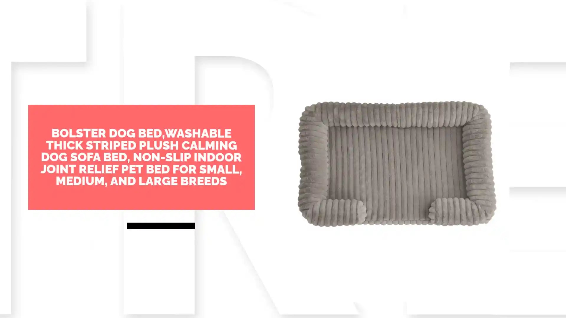 Bolster Dog Bed,Washable Thick Striped Plush Calming Dog Sofa Bed, Non-Slip Indoor Joint Relief Pet Bed For Small, Medium, And Large Breeds by@Outfy